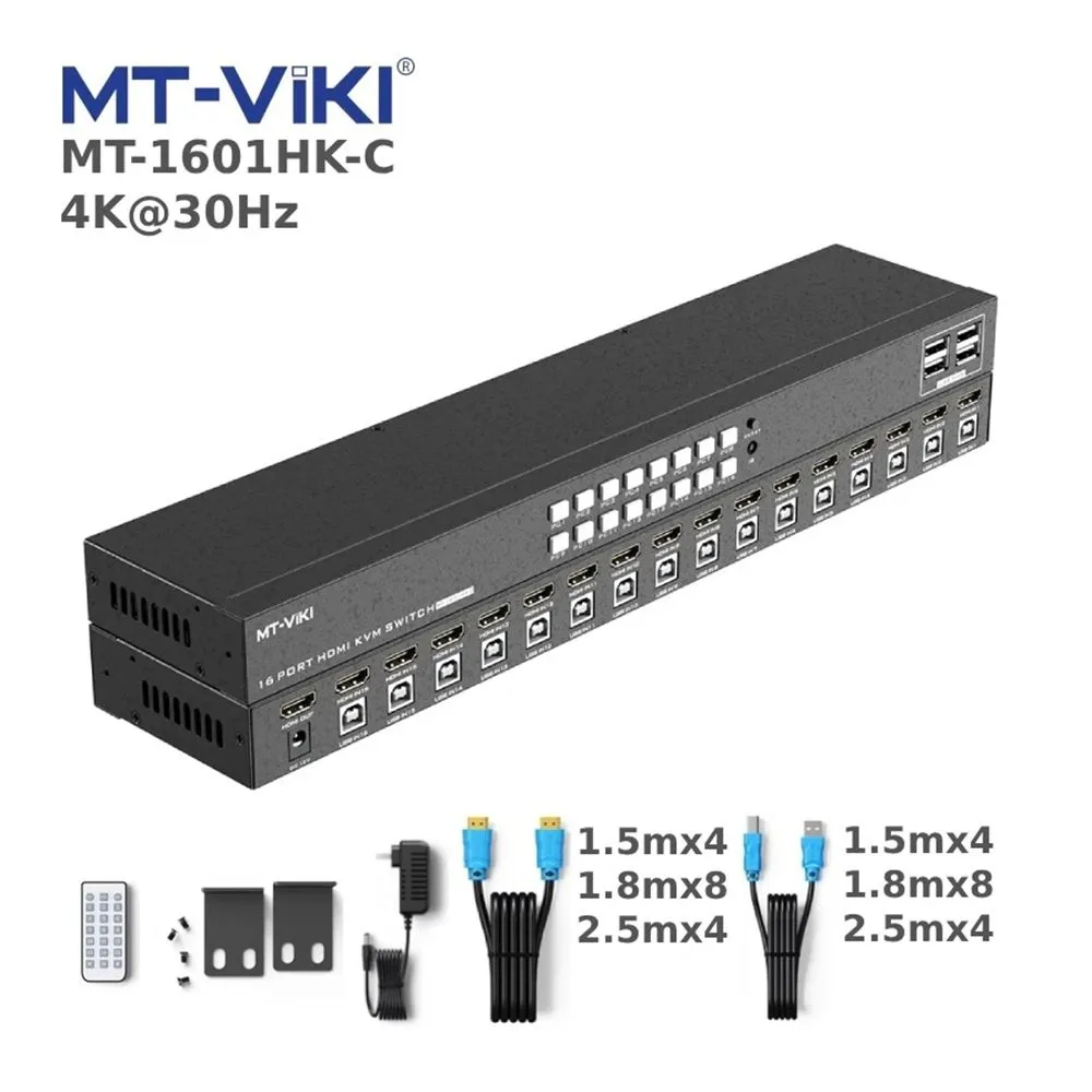 KVM Switch HDMI 16 Cổng 4K@30Hz MT-VIKI MT-1601HK-C - hover