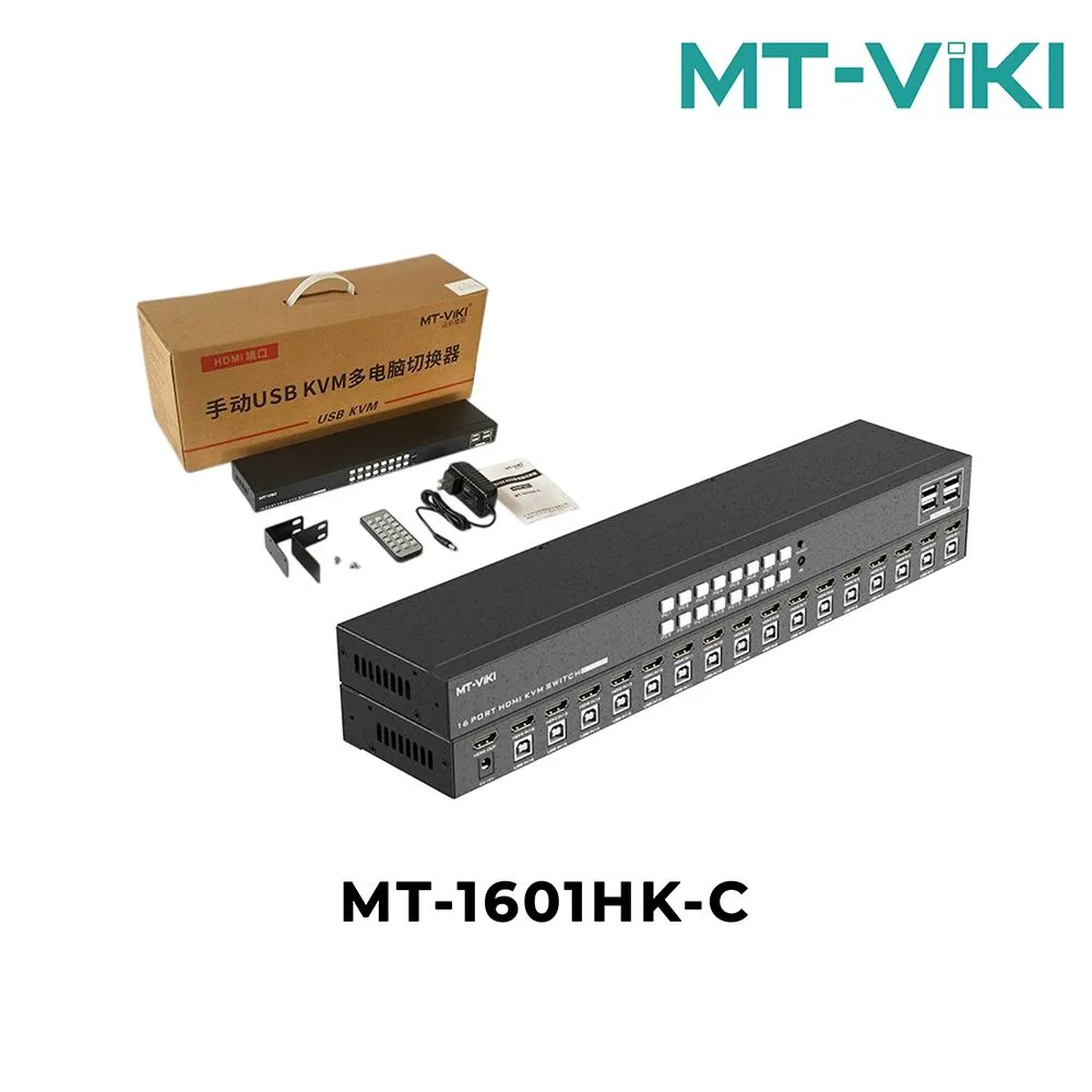 KVM Switch HDMI 16 Cổng 4K@30Hz MT-VIKI MT-1601HK-C 4