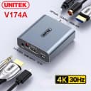 Bộ tách âm thanh HDMI sang HDMI và Audio Quang/3.5mm Unitek V174A 4K@30Hz 2