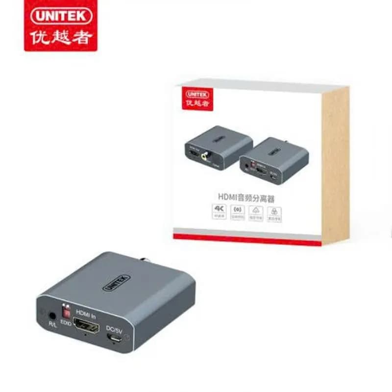 Bộ tách âm thanh HDMI sang HDMI và Audio Quang/3.5mm Unitek V174A 4K@30Hz