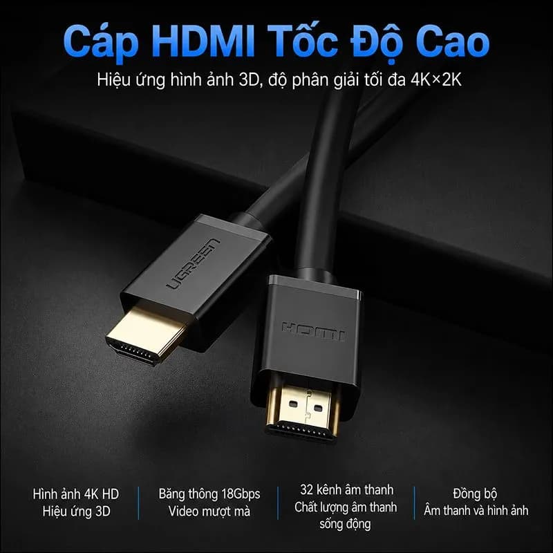 Cáp HDMI 2.0 Ugreen Hỗ Trợ 4K@60Hz Cao Cấp (0.5M - 3M)