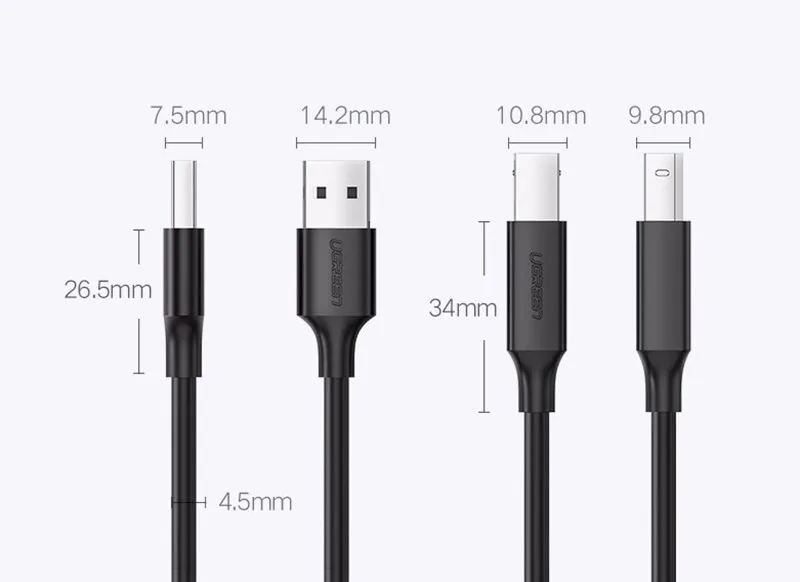 Cáp Máy In USB 2.0 Ugreen Mạ Niken (1.5m - 5m) 4