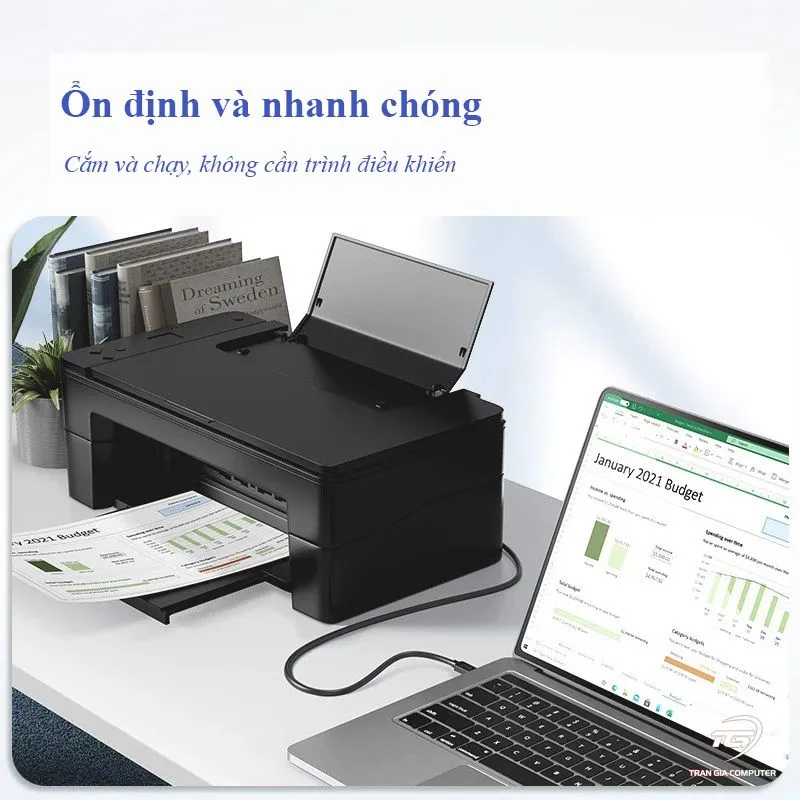 Cáp Máy In USB-C Sang USB-B Dài 1.5M Jasoz D121 T-D212 3