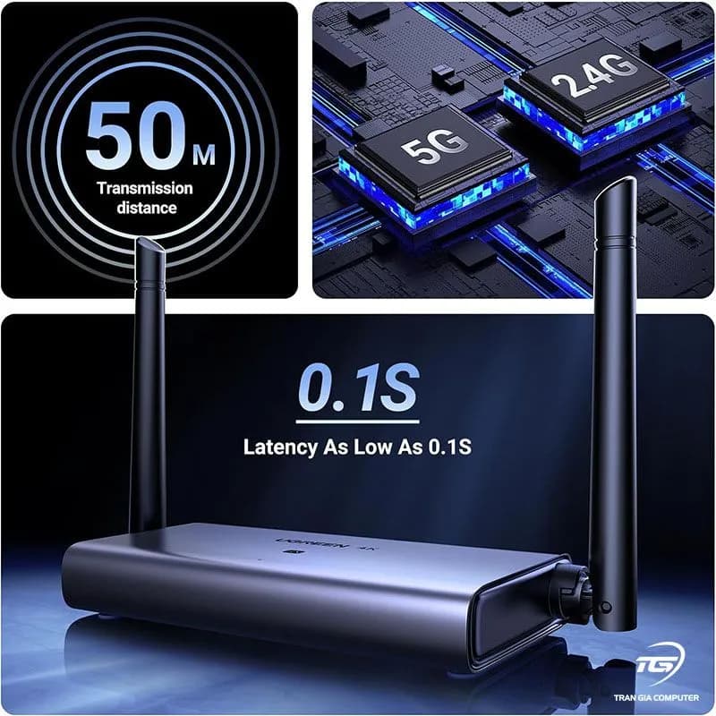 Bộ truyền tín hiệu HDMI và VGA không dây 50M Ugreen CM586 (90909A) hỗ trợ 4K