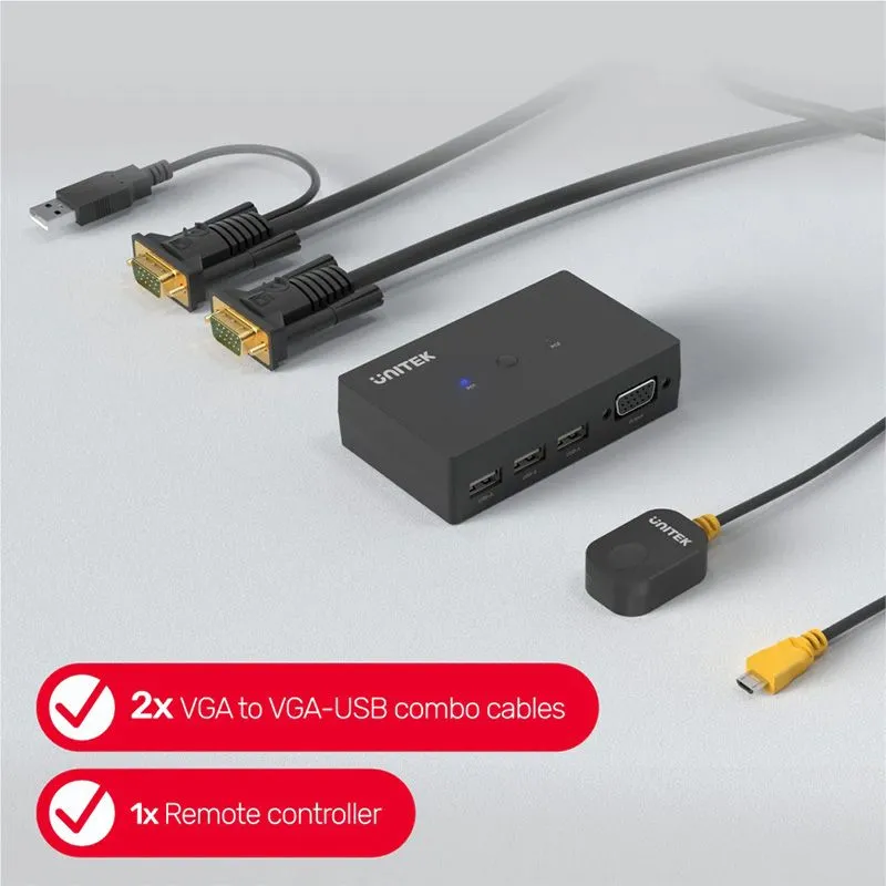 Bộ Gộp KVM VGA 2 Vào 1 Ra Unitek U-8709ABK (1080P) - hover