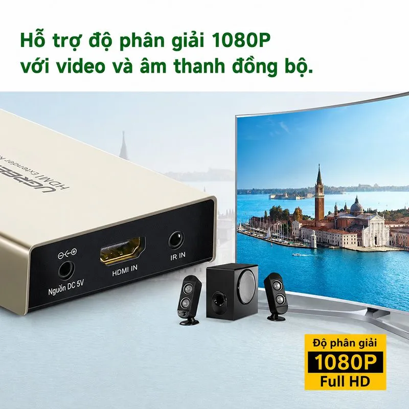 Bộ Kéo Dài HDMI 120m Qua Cáp Mạng Cat5e/Cat6 Ugreen 40280 - Chỉ Gồm Bộ Phát (TX) 2