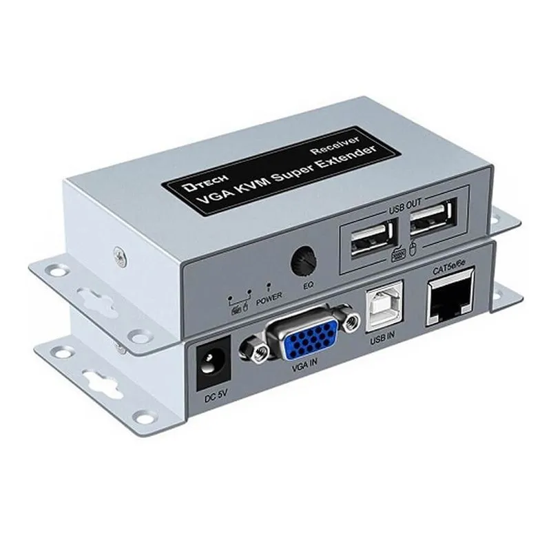 Bộ Kéo Dài VGA 100m Qua Cáp Mạng Cat5e/Cat6 KVM DTECH DT-7044 (Có Cổng USB Phím Chuột) 1