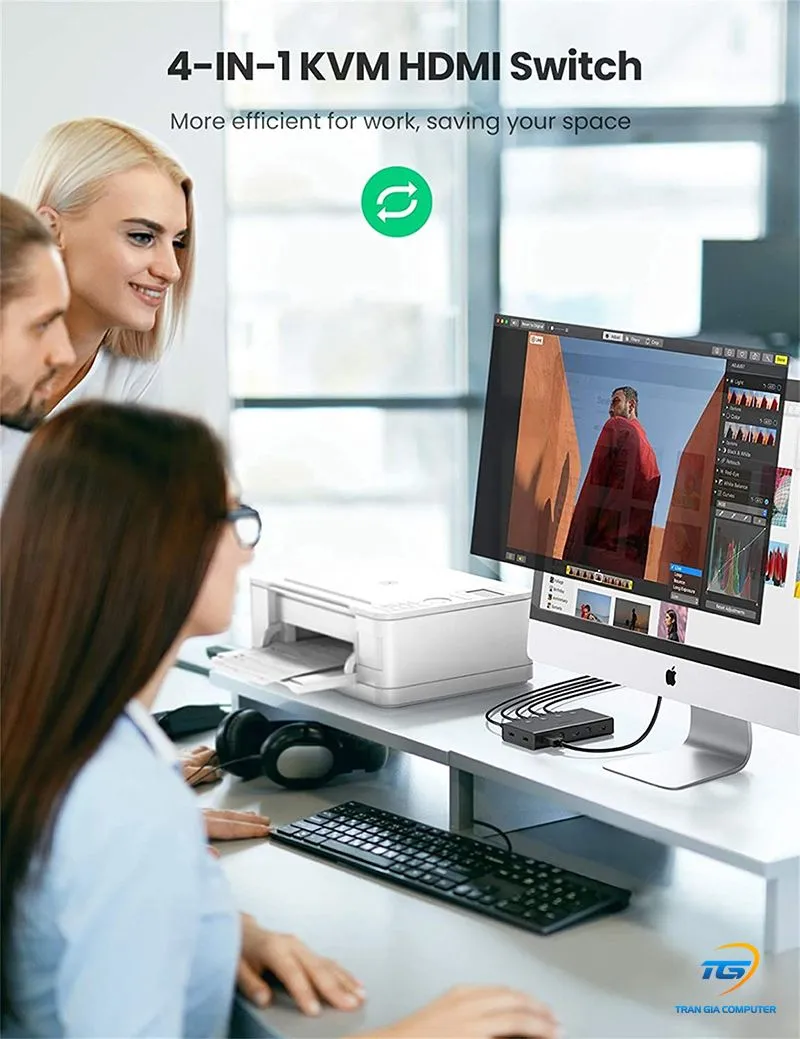 Bộ Chuyển Mạch KVM Switch HDMI 2.0 4 Vào 1 Ra Ugreen 70439 | Hỗ Trợ 4K@60Hz Cao Cấp 3