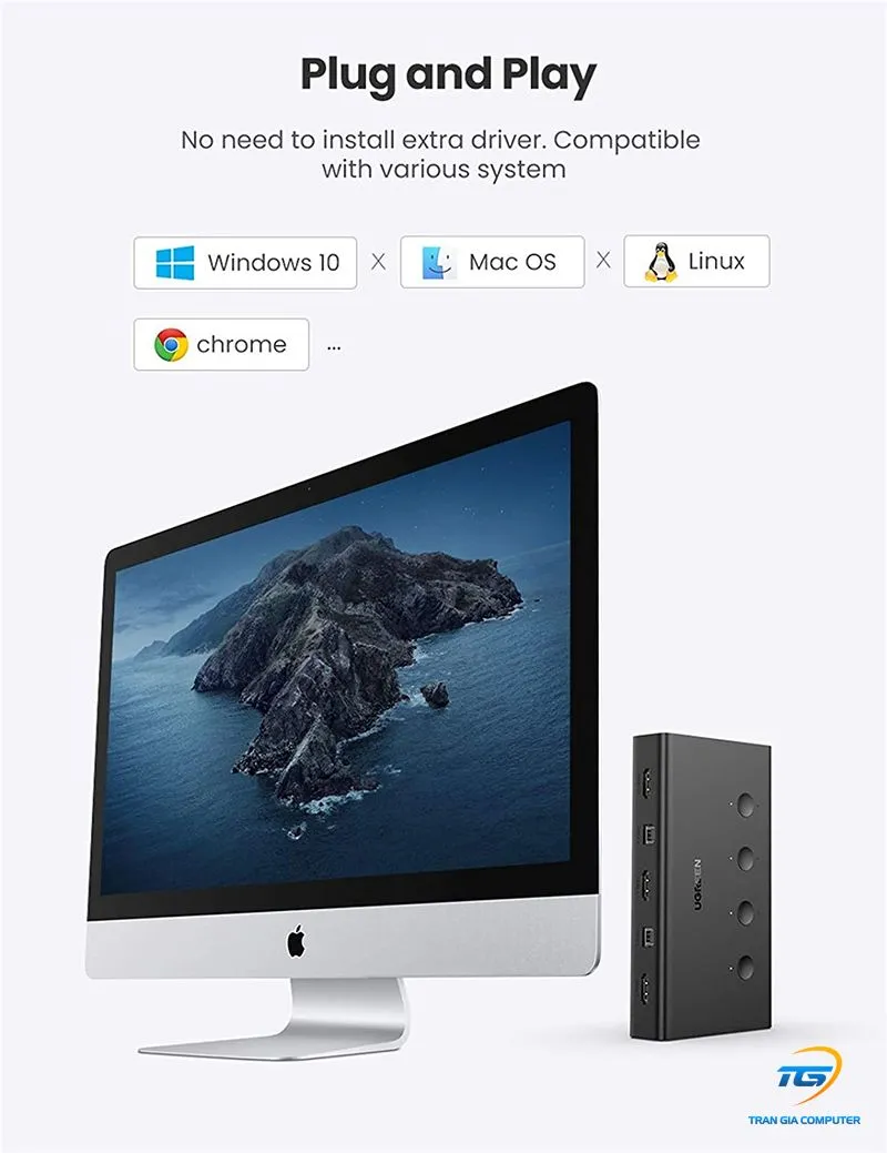 Bộ Chuyển Mạch KVM Switch HDMI 2.0 4 Vào 1 Ra Ugreen 70439 | Hỗ Trợ 4K@60Hz Cao Cấp 4