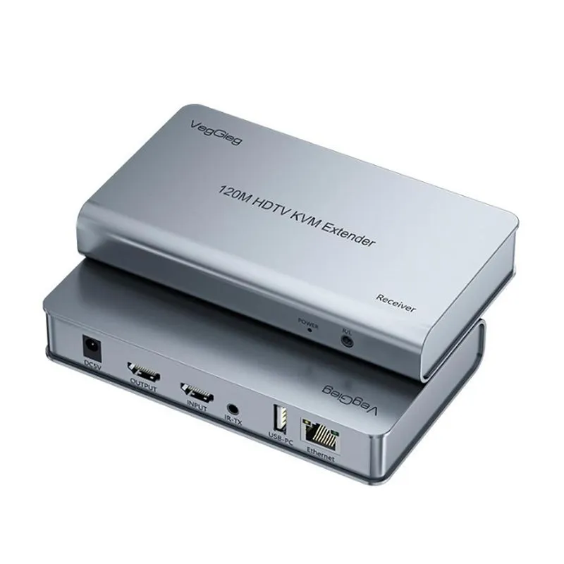 Bộ Kéo Dài HDMI 120m Qua Cáp Mạng KVM Veggieg V-HD011 (Có Cổng USB Chuột Phím) 1