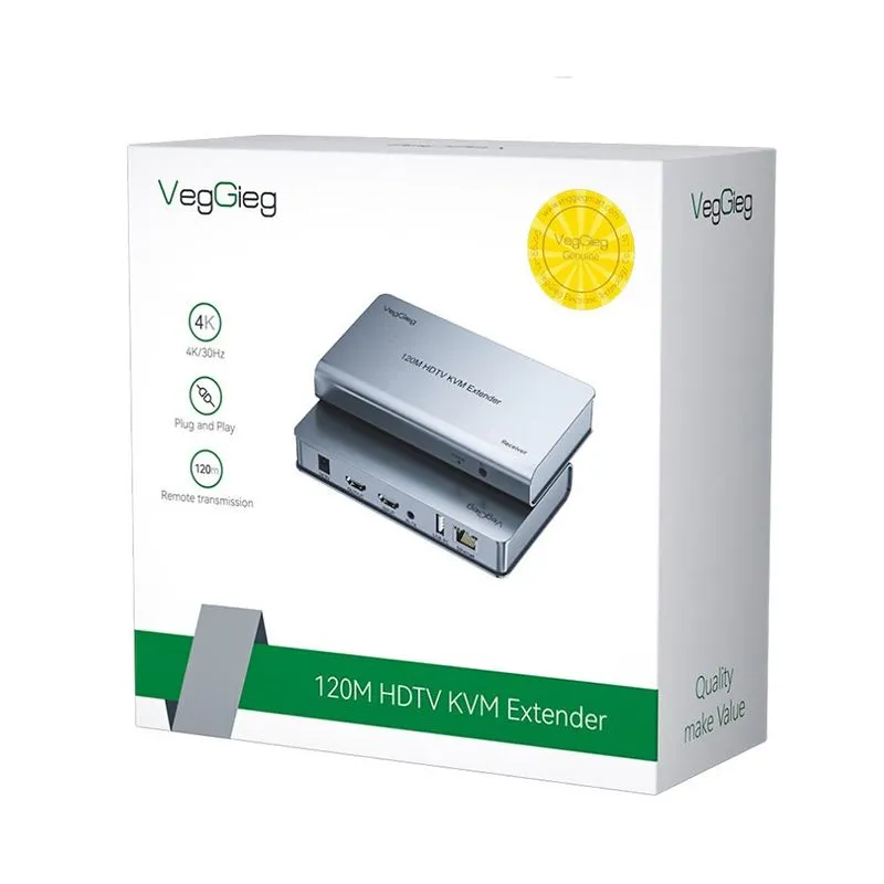 Bộ Kéo Dài HDMI 120m Qua Cáp Mạng KVM Veggieg V-HD011 (Có Cổng USB Chuột Phím) 2