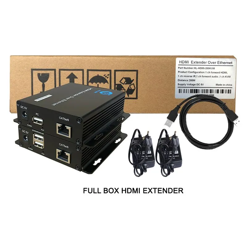 Bộ Kéo Dài HDMI 200m Qua Cáp Mạng KVM HL-HDMI-200KVM (Có Cổng USB Phím Chuột) 2