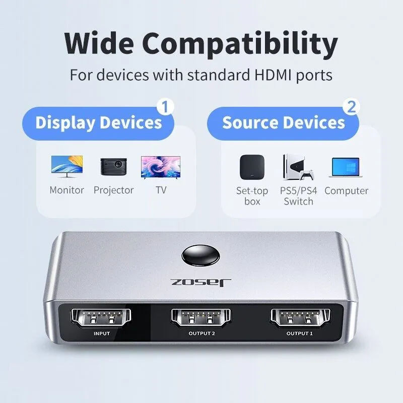 Bộ Gộp Và Chia HDMI 2 Chiều 2 Vào 1 Ra JASOZ G149 T-G175 Hỗ Trợ 8K/4K 3
