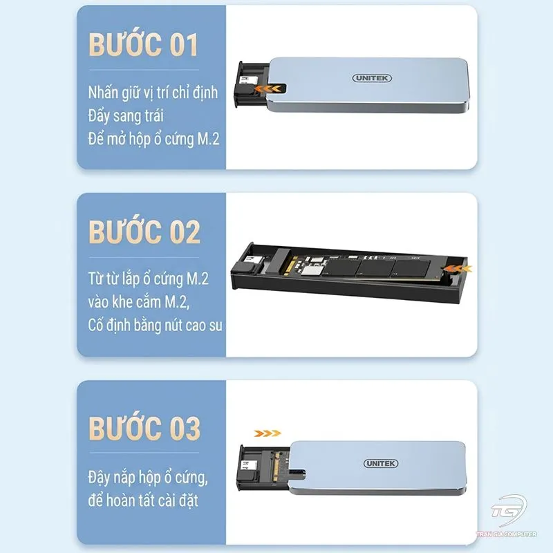 Box Ổ Cứng M.2 NVMe UNITEK S238B Superior Gen3x2 - Tốc Độ Cao 4