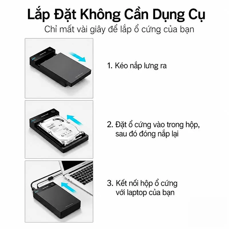 Box Ổ Cứng 3.5 inch SATA USB 3.0 Ugreen 50422 Hỗ Trợ 10TB 3