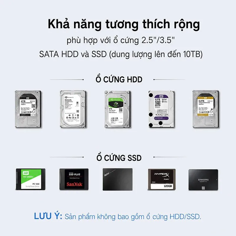 Box Ổ Cứng 3.5 inch SATA USB 3.0 Ugreen 50422 Hỗ Trợ 10TB 2