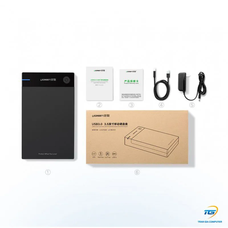 Box Ổ Cứng 3.5 inch SATA USB 3.0 Ugreen 50422 Hỗ Trợ 10TB 4