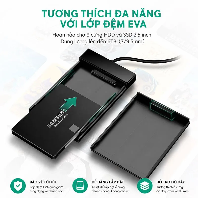 Box Ổ Cứng 2.5 inch SATA USB 3.0 Ugreen 30847 Chính Hãng 2