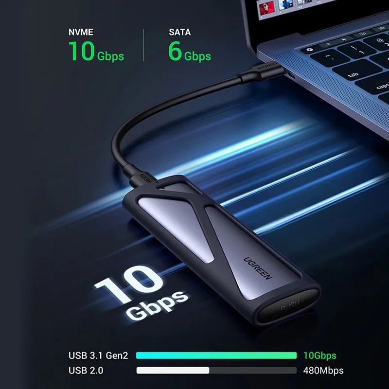 Box Ổ Cứng M.2 NVMe/SATA USB 3.2 Gen2 Ugreen 90264 | 10Gbps 2