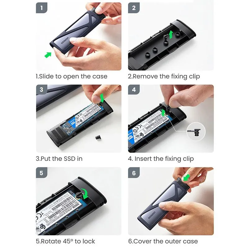 Box Ổ Cứng M.2 NVMe/SATA USB 3.2 Gen2 Ugreen 90264 | 10Gbps 4