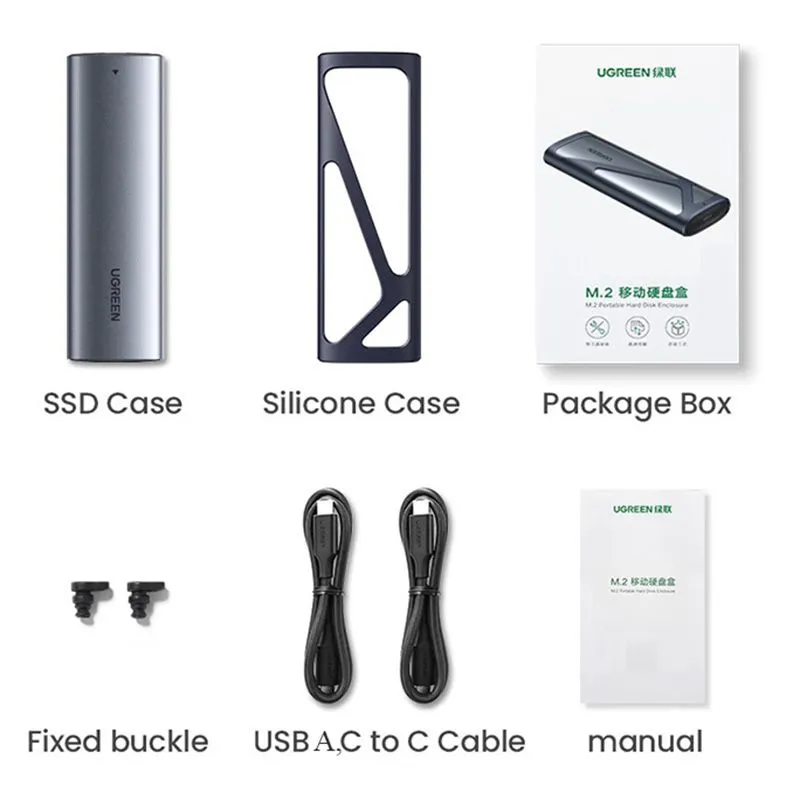 Box Ổ Cứng M.2 NVMe/SATA USB 3.2 Gen2 Ugreen 90264 | 10Gbps 5