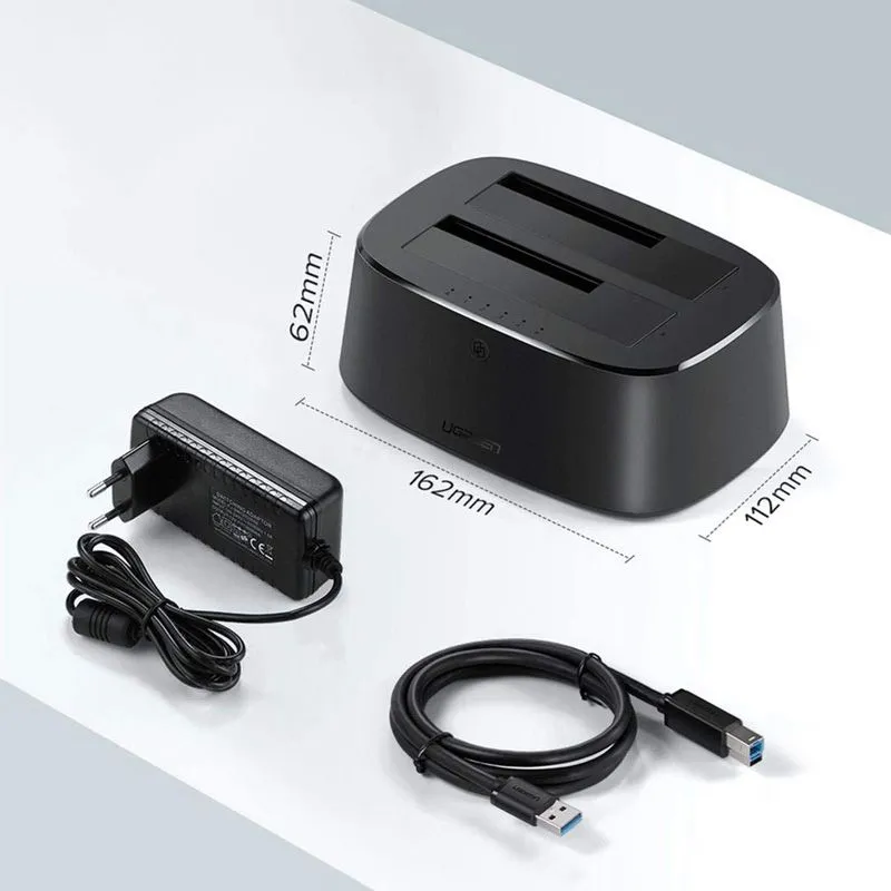 Đế Đọc Ổ Cứng 2 Khay SATA 2.5/3.5 USB 3.0 Ugreen 50857 Cao Cấp 2
