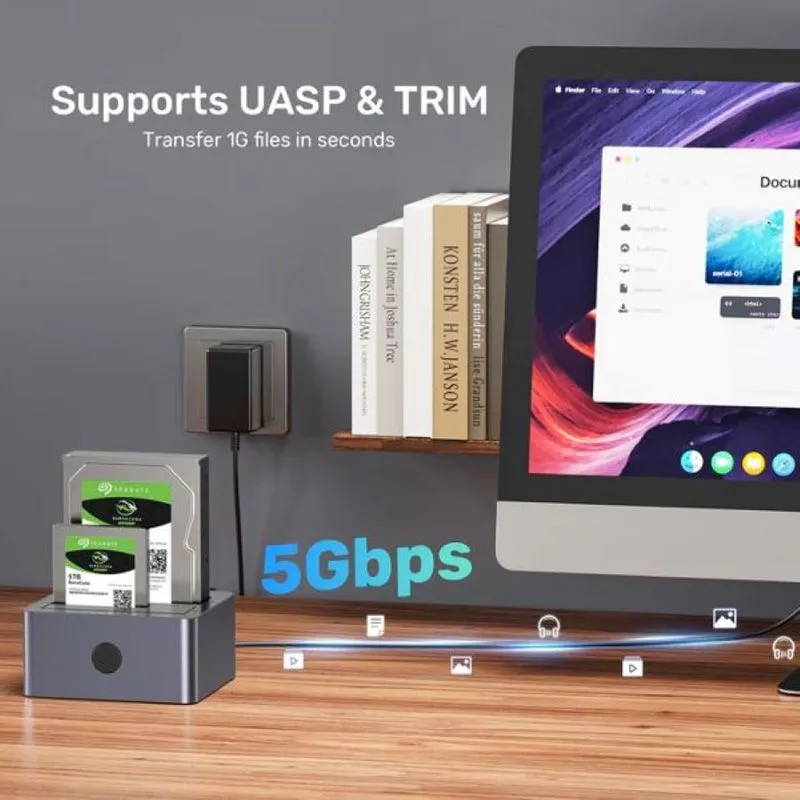 Đế Đọc Ổ Cứng 2 Khay HDD/SSD SATA Unitek Y-3026GY01-EU Tốc Độ Cao Hỗ Trợ Clone 4