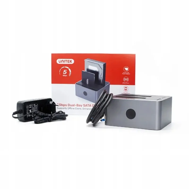 Đế Đọc Ổ Cứng 2 Khay HDD/SSD SATA Unitek Y-3026GY01-EU Tốc Độ Cao Hỗ Trợ Clone 5