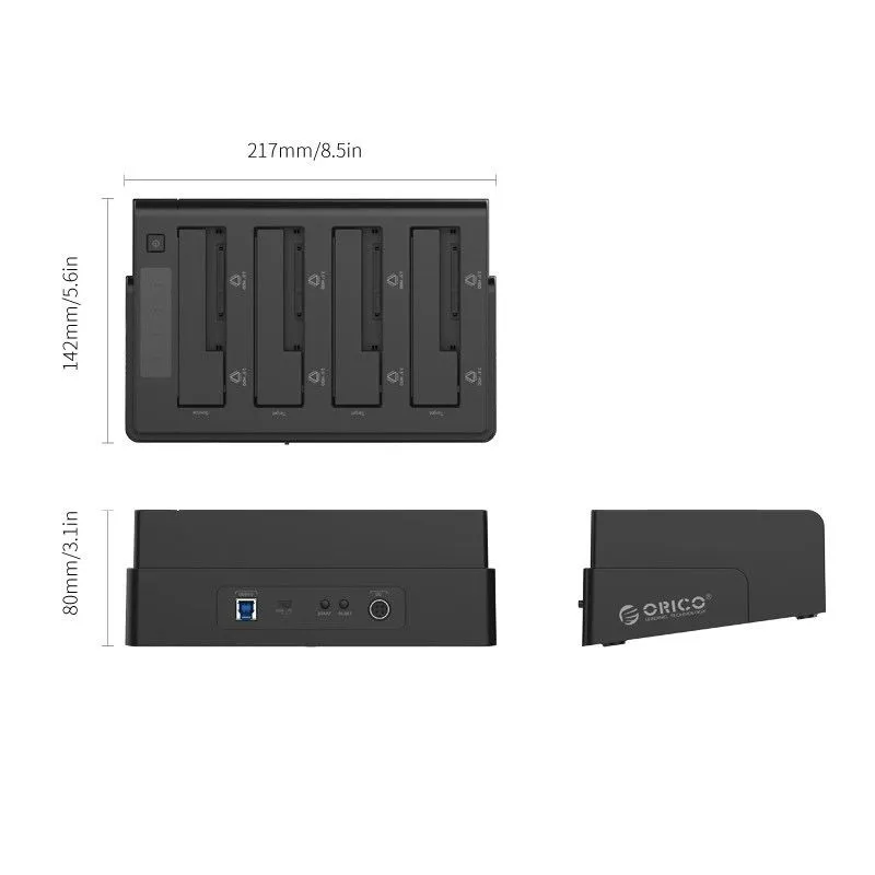 Đế (Dock) Ổ Cứng 4 Khay 2.5/3.5 Inch Orico 6648US3-C-V1-BK USB 3.0 - Hàng Chính Hãng 2