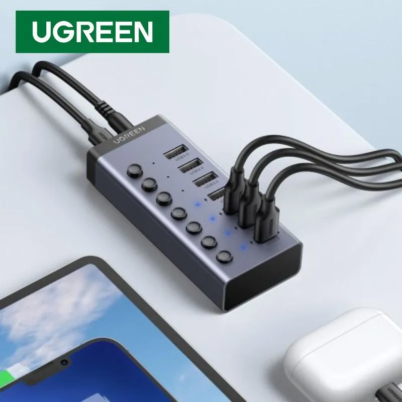 Bộ Chia USB 3.0 7 Cổng Ugreen 90305 Có Công Tắc (Kèm Nguồn 12V) 3