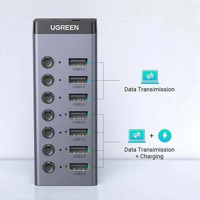 Bộ Chia USB 3.0 7 Cổng Ugreen 90305 Có Công Tắc (Kèm Nguồn 12V) 4