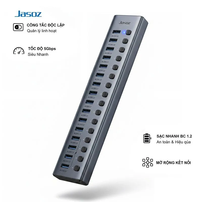 Bộ Chia USB 16 Cổng 3.0 Jasoz F125 T-F173 Kèm Nguồn Độc Lập 2