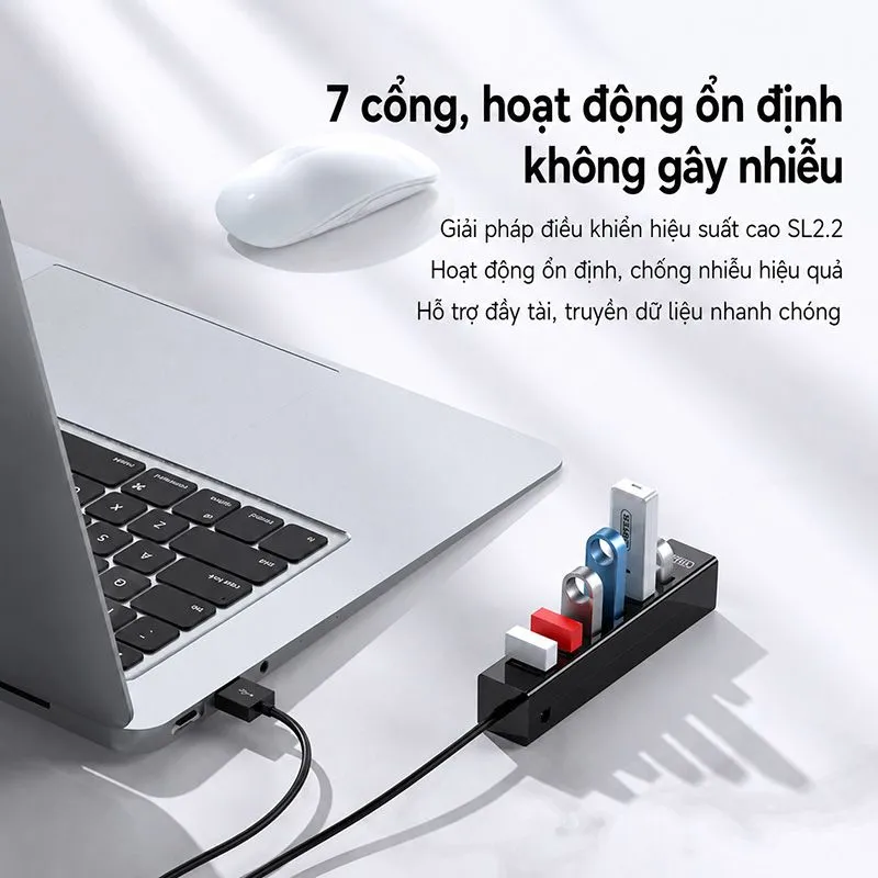 Bộ Chia USB 2.0 7 Cổng Unitek Y-2160BK (Cáp Dài 80cm) - hover