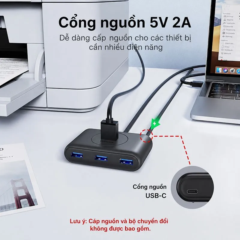 Bộ Chia USB 3.0 4 Cổng Ugreen CR113 Màu Đen Cáp Dài 50CM / 1M 4