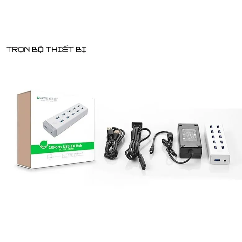Bộ chia Hub USB 3.0 10 cổng kèm nguồn ngoài 12V 4A tích hợp BC1.2 Ugreen 20297 2