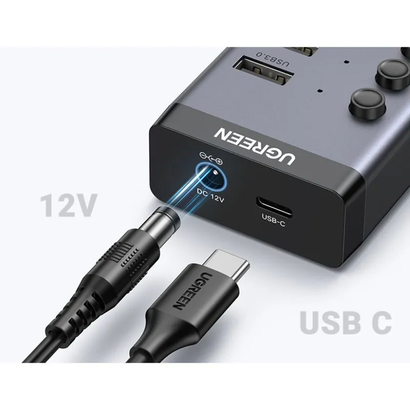 Bộ chia Hub USB 3.0 7 cổng kèm nguồn 12V Ugreen 90307 CM481 - Chính hãng 5