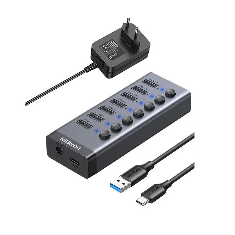 Bộ chia Hub USB 3.0 7 cổng kèm nguồn 12V Ugreen 90307 CM481 - Chính hãng 1