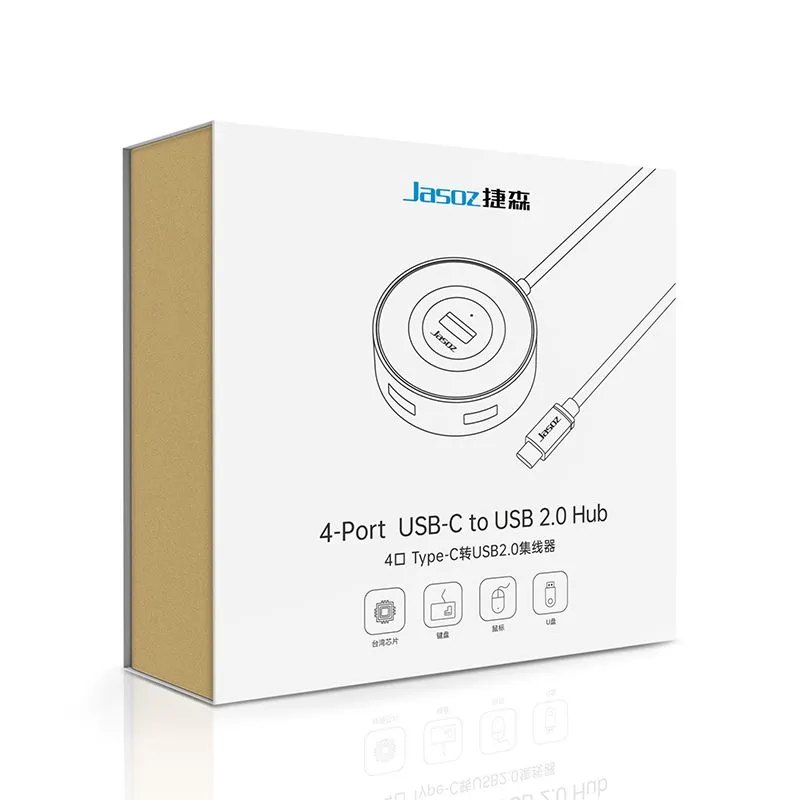 Bộ Chia Cổng USB Type-C Sang 4 Cổng USB 2.0 Jasoz F111 - Cáp Dài 0.3m / 1m / 1.5m - hover