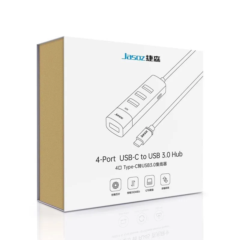 Bộ Chia Cổng USB Type-C Sang 4 Cổng USB 3.0 Jasoz F117 - Cáp Dài 0.3m / 1m / 1.5m 2
