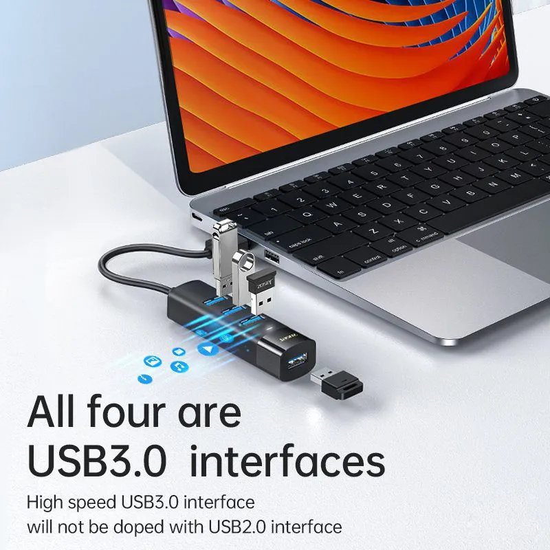 Bộ Chia Cổng USB Type-C Sang 4 Cổng USB 3.0 Jasoz F117 - Cáp Dài 0.3m / 1m / 1.5m 4