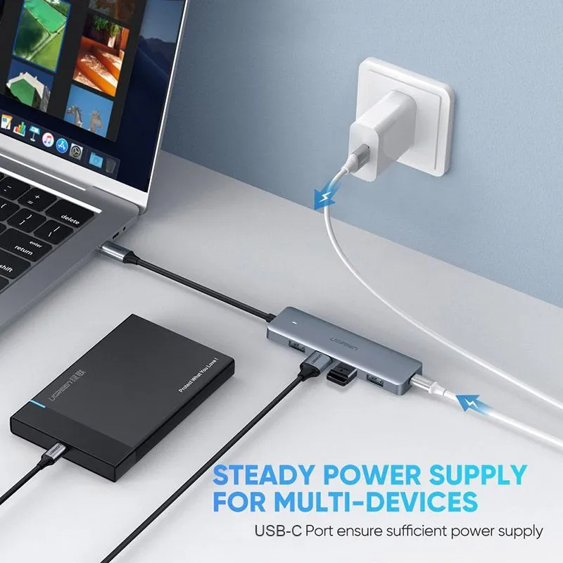 Bộ chia Hub USB Type C sang 4 cổng USB 3.0 Ugreen 70336 (15cm) 3