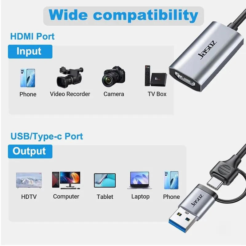 Cáp Video Capture HDMI Sang USB & Type-C Jasoz G138 T-G158 3