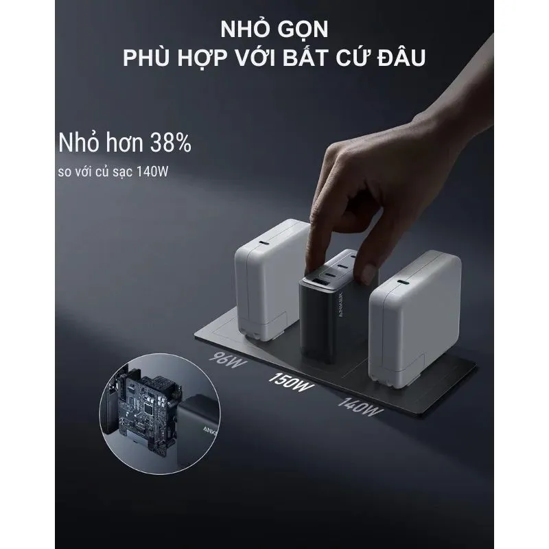 Củ Sạc Nhanh Anker 747 GaNPrime 150W A2340 - 3 Cổng USB-C, 1 USB-A 2
