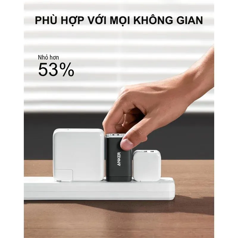 Củ Sạc Nhanh Anker PowerPort III 3 Cổng 65W (2 USB-C, 1 USB-A) Đen - B2B_A2667J11 2