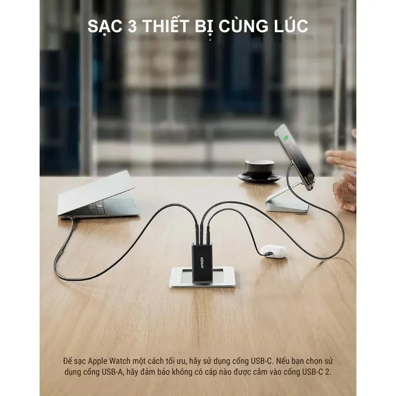 Củ Sạc Nhanh Anker PowerPort III 3 Cổng 65W (2 USB-C, 1 USB-A) Đen - B2B_A2667J11 4