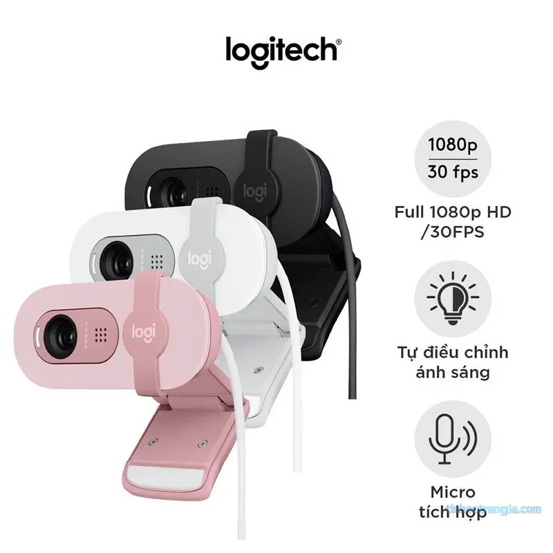 Webcam Logitech Brio 100 Độ Phân Giải Full HD Có Mic Cho Học Online, Họp Trực Tuyến 3
