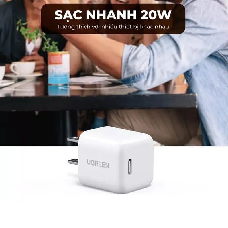 Củ Sạc Nhanh Ugreen 20W USB Type-C chuẩn PD - Ugreen 10219 (Màu Trắng)