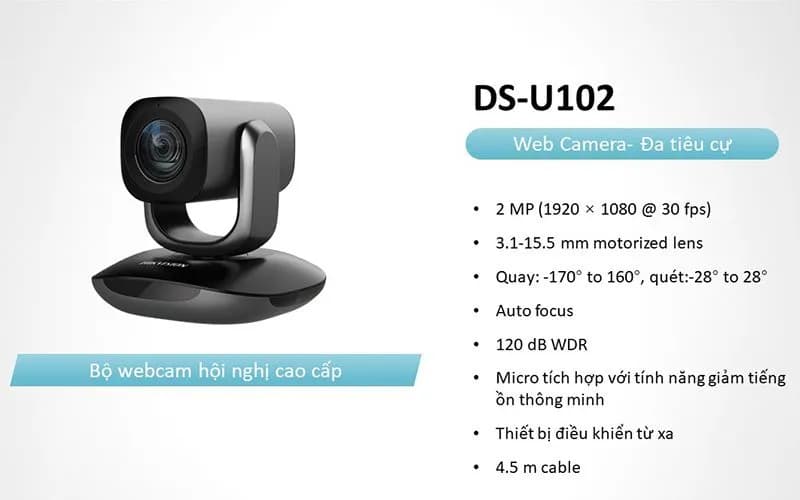 Webcam Hikvision DS-U102 2MP Full HD 1080P – Webcam Học Trực Tuyến, Họp Zoom Chính Hãng