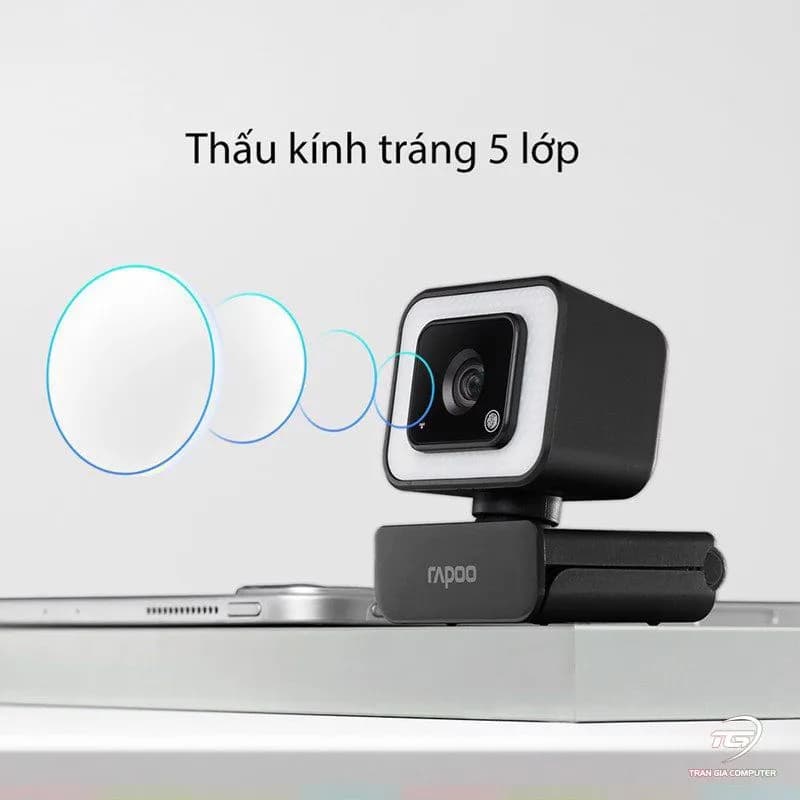 Webcam Rapoo C270L Full HD 1080P (Màu Đen) – Webcam Có Đèn LED Trợ Sáng, Mic Khử Ồn