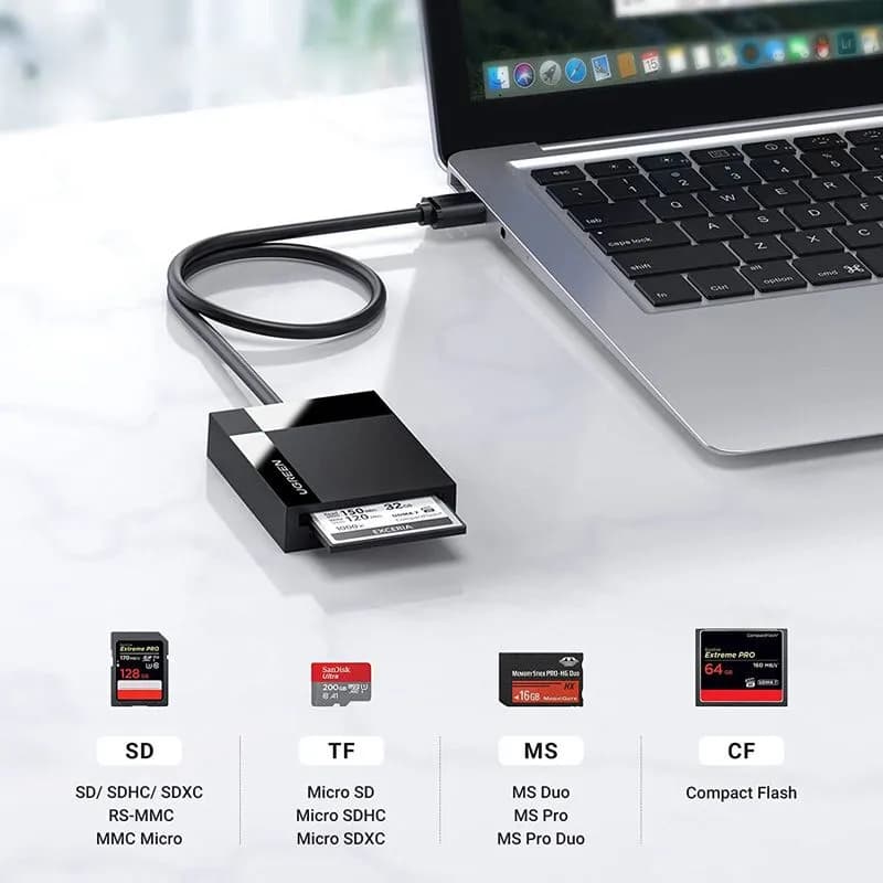 Đầu Đọc Thẻ USB 3.0 Đa Năng Ugreen 30333 (Dài 0.5M) – Hỗ Trợ Thẻ CF, SD, TF, MS Cao Cấp